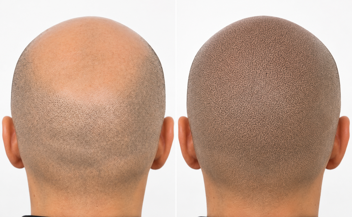 Before and after SMP on a thinning crown